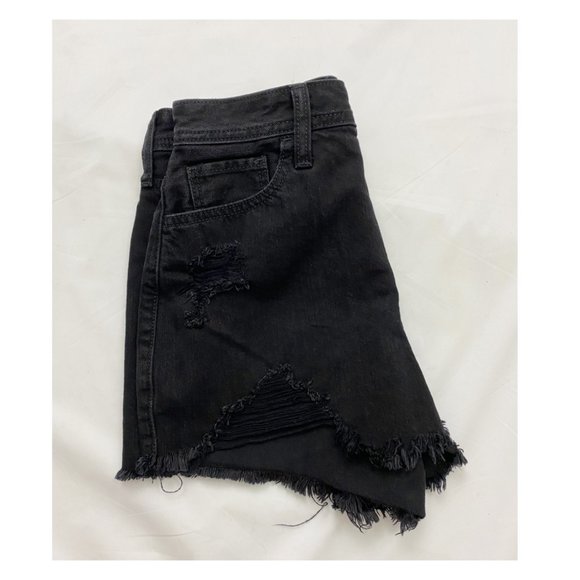 Hollister Women’s High Rise Mom Jean Shorts Distressed Black Size 26 - Picture 4 of 9
